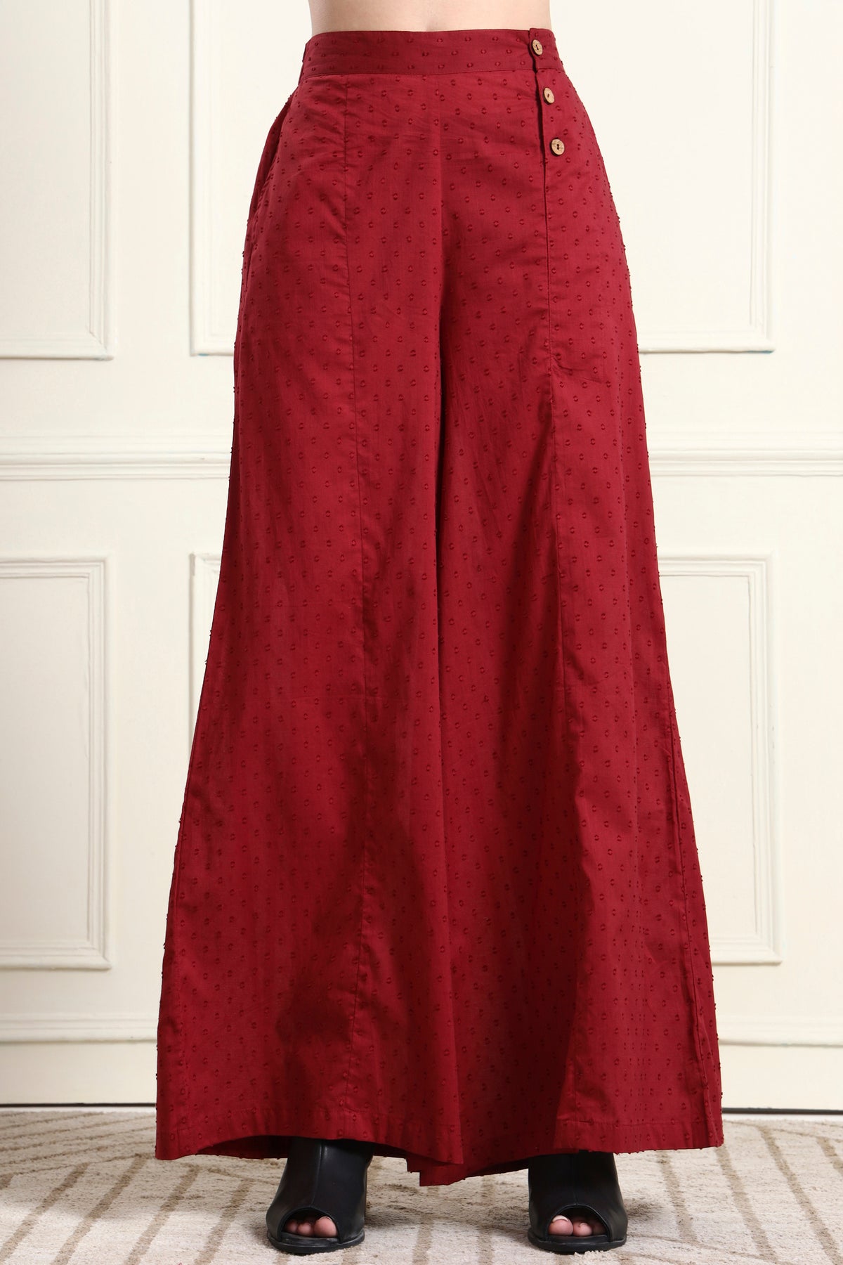 Red Flared Chick Pant