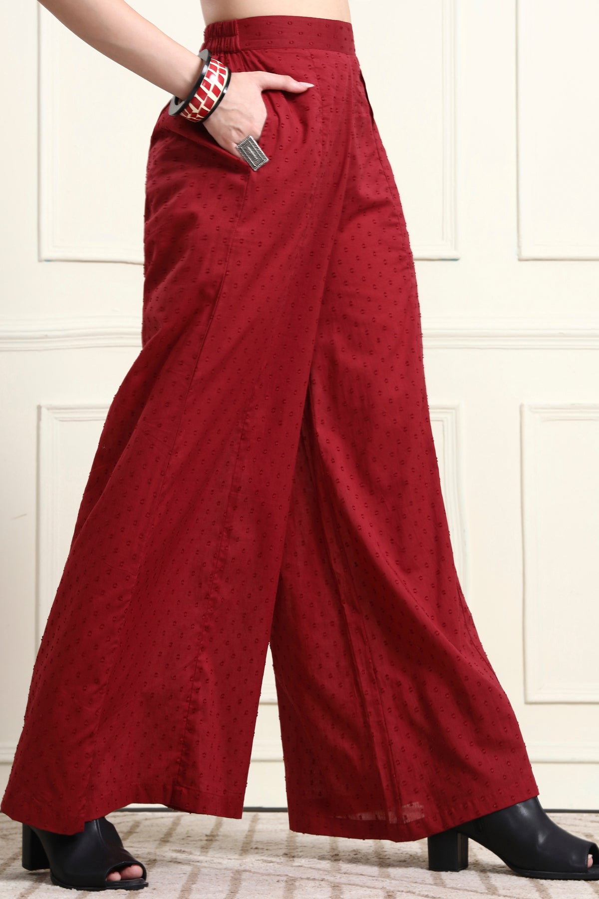 Red Flared Chick Pant