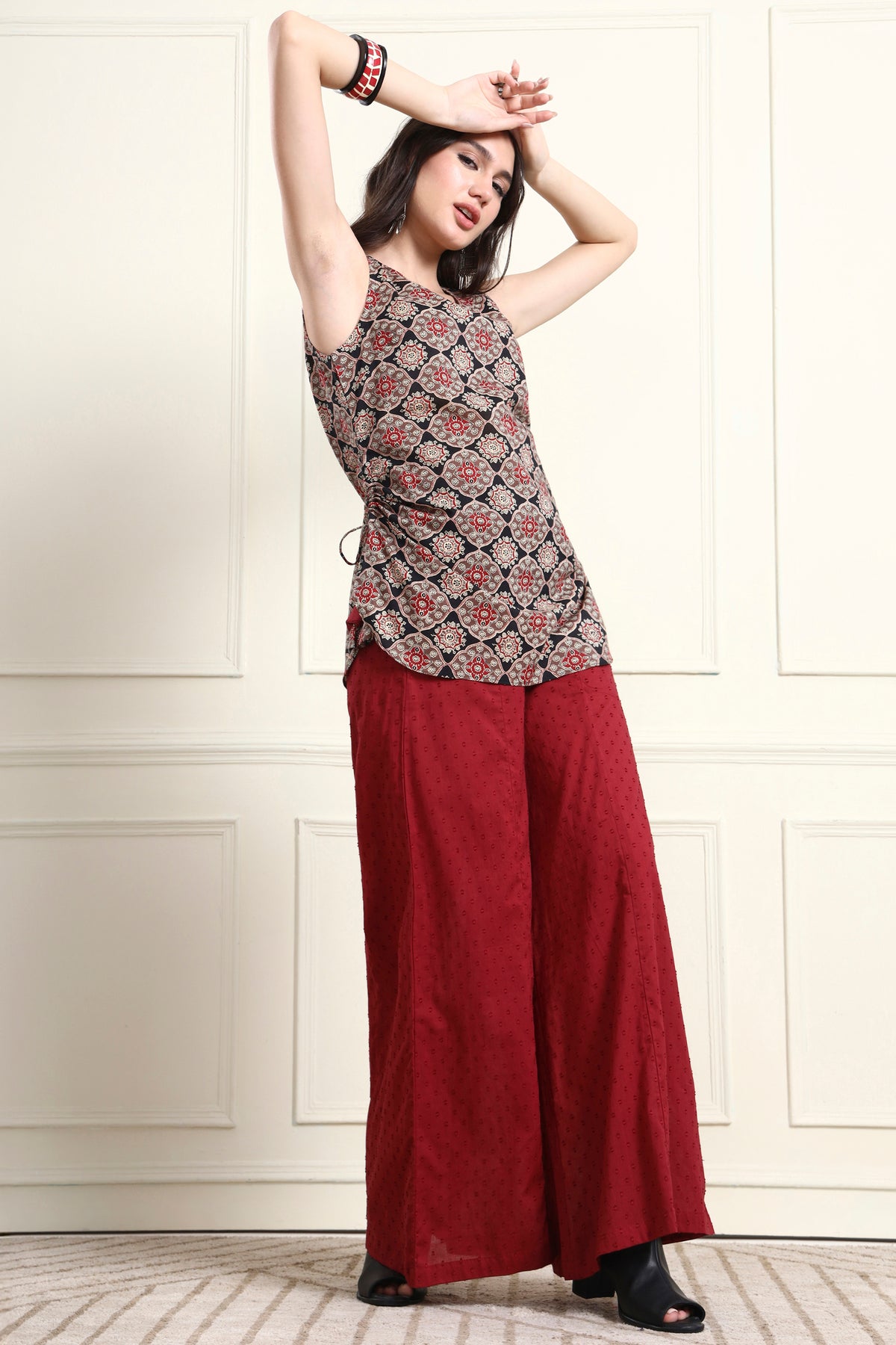 Red Flared Chick Pant