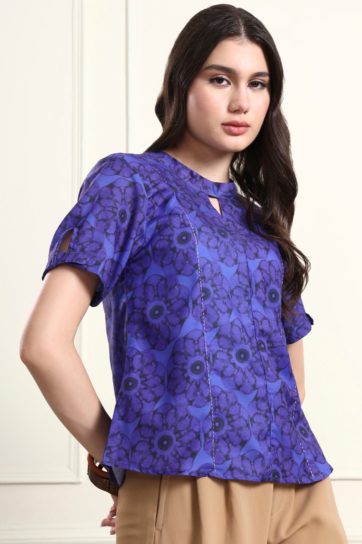 Keyhole Neck Purple Top