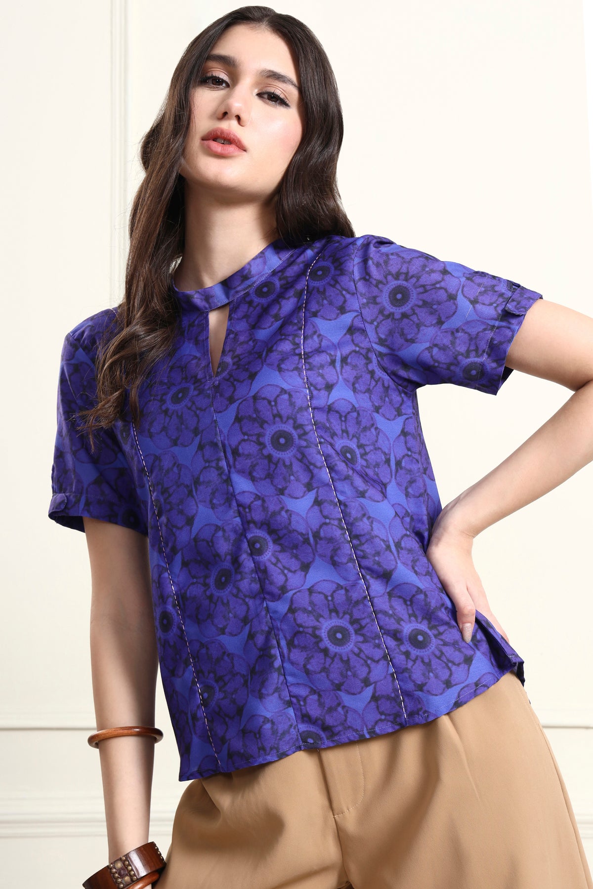 Keyhole Neck Purple Top