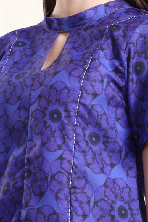Keyhole Neck Purple Top