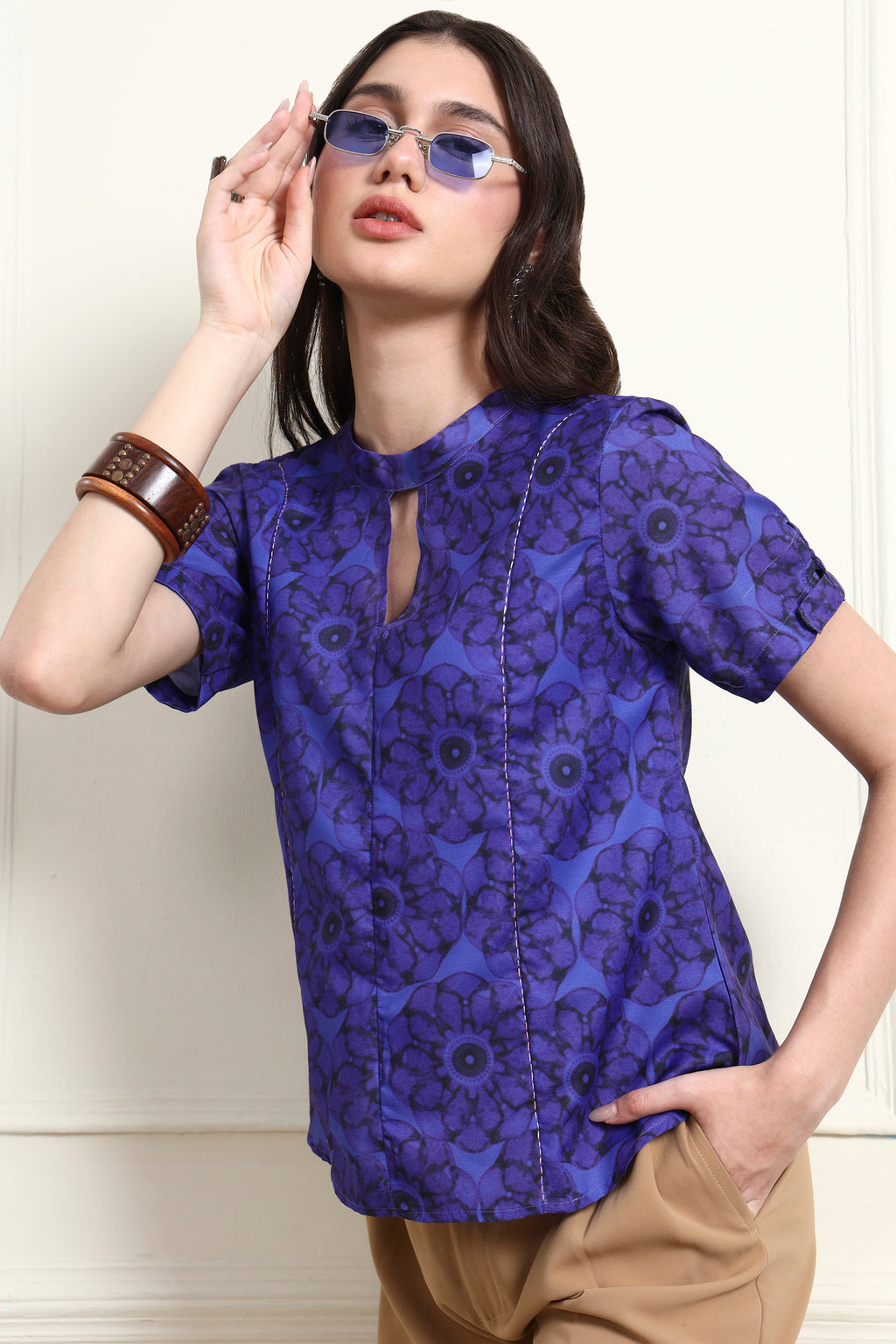 Keyhole Neck Purple Top