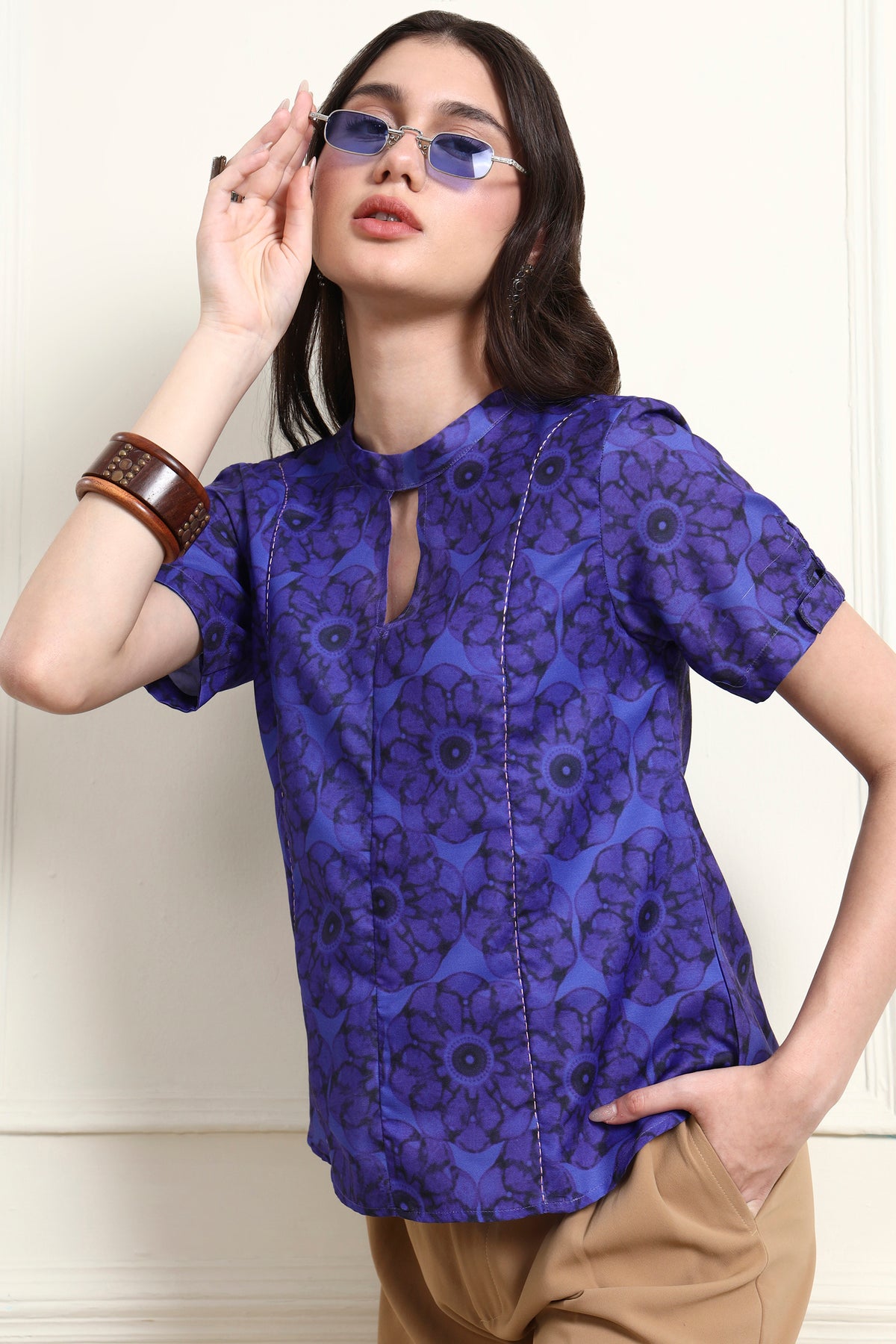 Keyhole Neck Purple Top