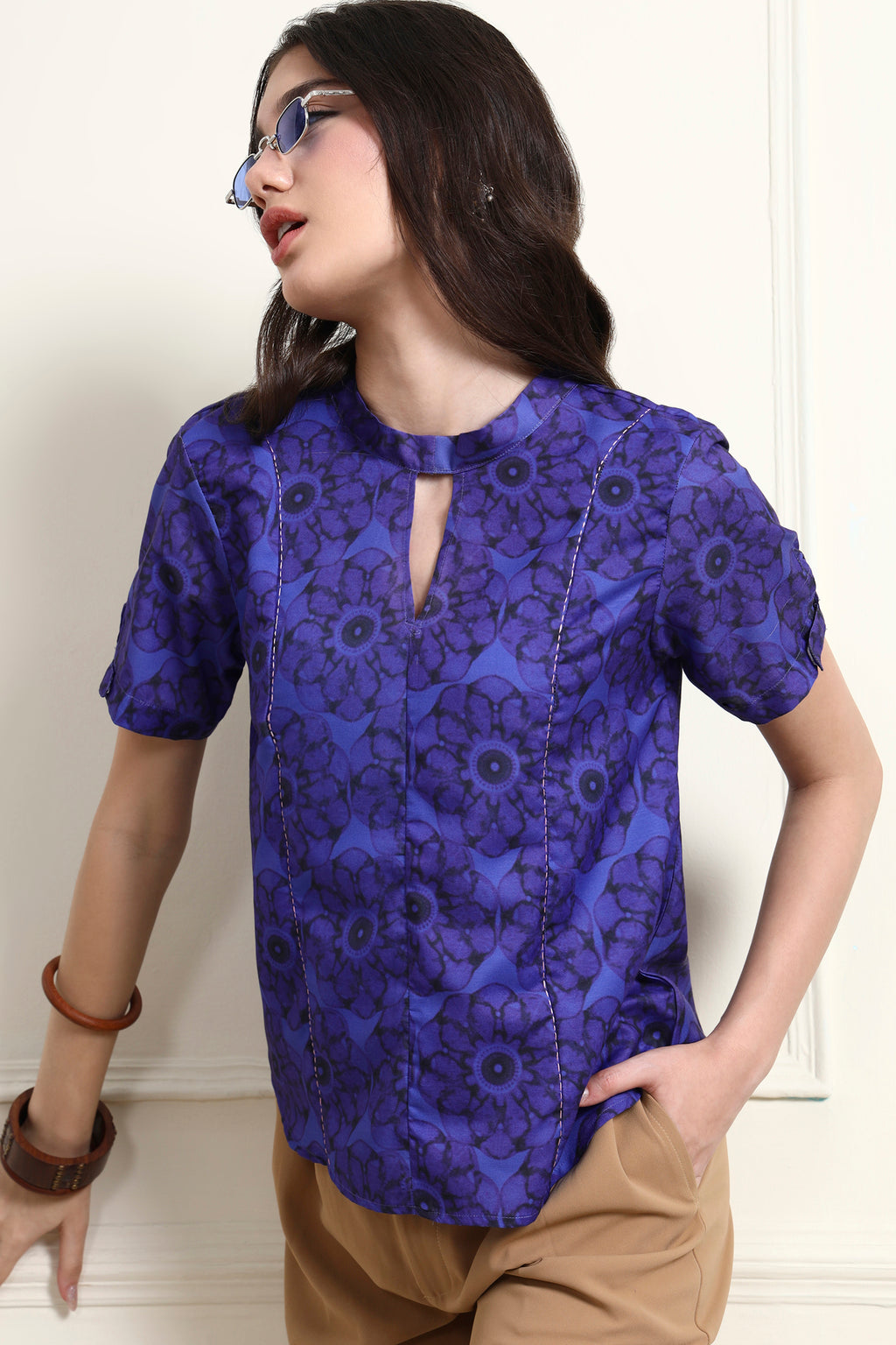 Keyhole Neck Purple Top