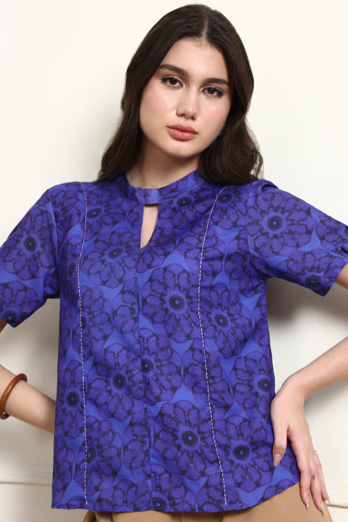 Keyhole Neck Purple Top